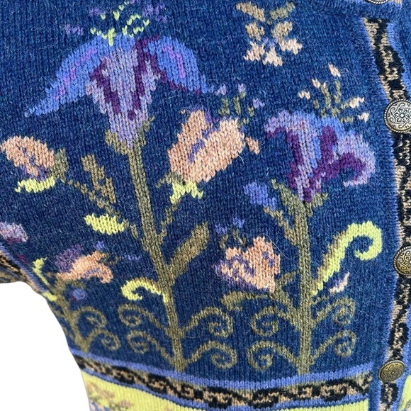 VTG Coldwater Creek Icelandic Design Wool Cardigan Fair Isle Nordic Small Nice! - Picture 5 of 15